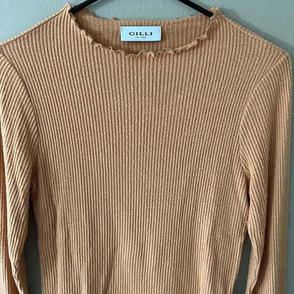Gilli Women's Copper Lettuce Trim Soft Ribbed Knit Top - Size M - Picture 9 of 10